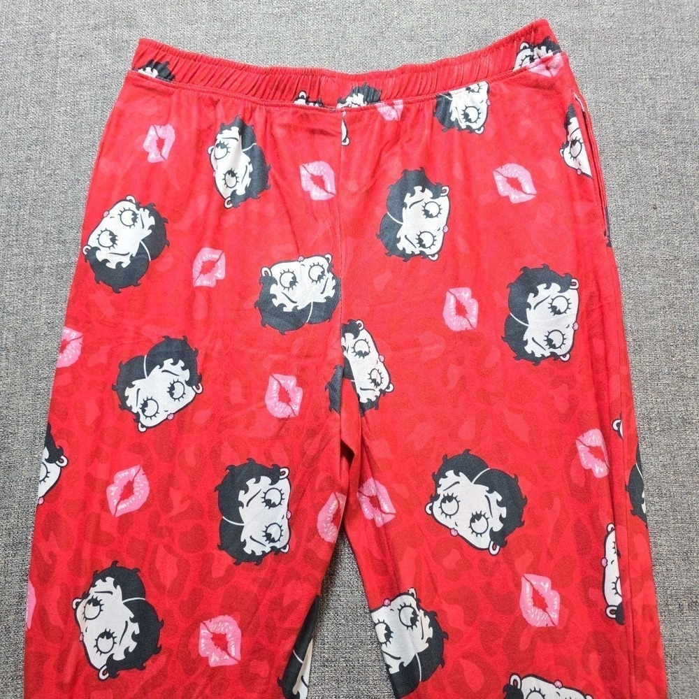 Betty Boop 8/10 M Womens Sleepwear Pajama Pants Red Cartoon Print - Picture 3 of 5